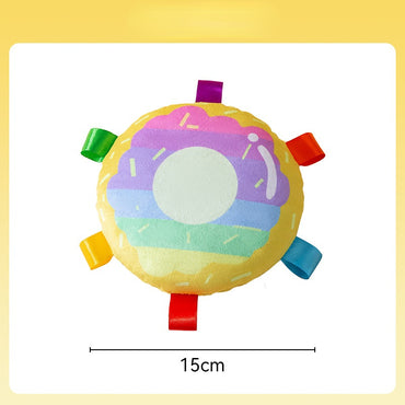 Kuscheltier für den Hund, Hundefrisbee, Bunte Donuts mit Glocke, Interaktives Hundespielzeug, Viel Spaß (1 Stück)