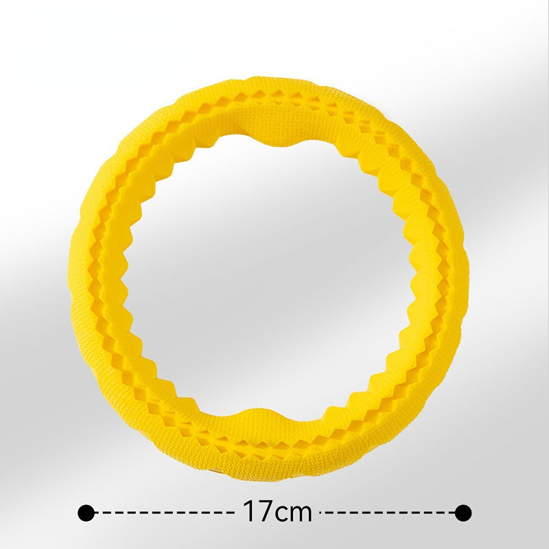 Hundespielzeug Unkaputtbar, 17cm TPR Gelber Zugring, Zerrspielzeug Hund & Wasserspielzeug Hund, Zahnreinigung, Verschleißfest