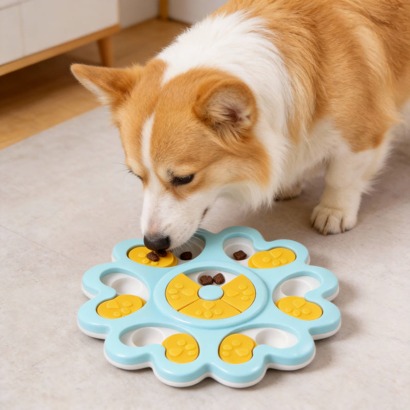 Hunde Intelligenzspielzeug, Blau Blütenförmiger Rand Hundespielzeug, Futterversteck Spiel, Langsame Fütterung für alle Hunde