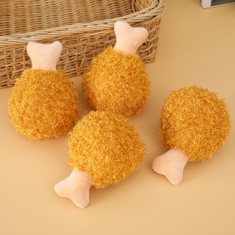 Kuscheltier für Hunde, Hähnchenbein mit Quietscher, langlebig & niedlich, Entspannungsspielzeug für kleine und große Hunde