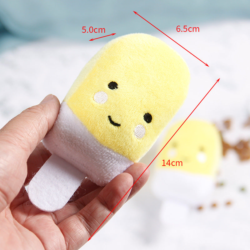 Kuscheltier für den Hund, Welpenspielzeug, Gelb Cartoon-Eis am Stiel-Design, Hundespielzeug Quietsch, Entspannen, 6,5x14x5 cm