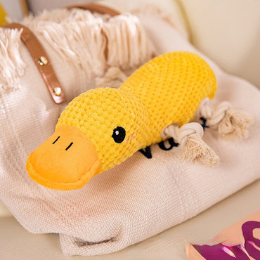 Kuscheltier für den Hund, Ananasgitter Gelbe Ente, Esel & Nilpferd Spielzeug mit Baumwollseilknoten, zum Kauen und Spielen