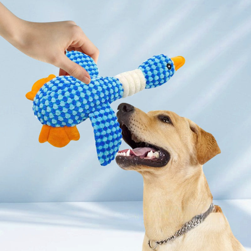 Kuscheltiere für Hunde, Zweifarbige PlüschGänse mit BB-Quietschen, Weich & zum Kauen geeignet mit interaktiven Funktionen (1 Stück)