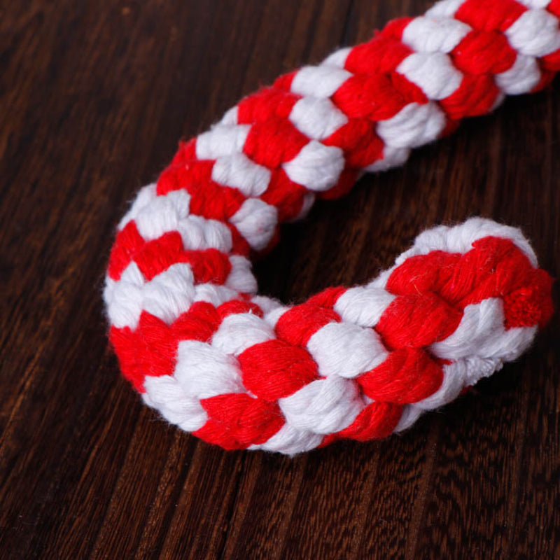 Spielzeug für den Hund, Weihnachtsserie Baumwollseil Kaustangen Spielzeug, Zahnreinigung & Energie freisetzen, drei Farben (1 Stück)