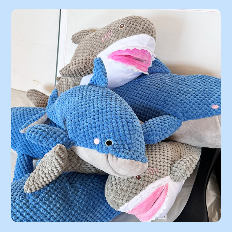 Kuscheltier für Hunde, Blauer Delfin, Hundespielzeug Quietschen, Futterversteck für kleine und große Hunde, Zwei Größen