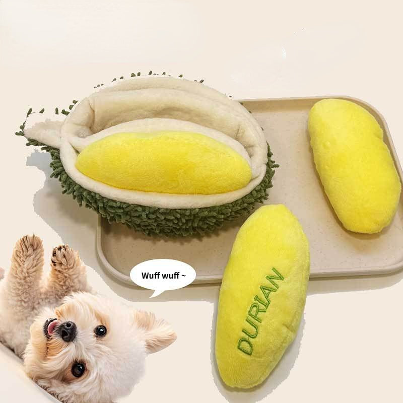 Kuscheltiere für Hunde, Abnehmbar Durian-Fruchtfleisch mit Soundfunktion, Interaktives Hundespielzeug fördert die Intelligenz