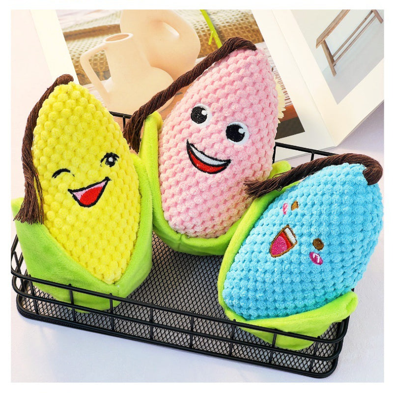 Kuscheltiere für Hunde, Cartoons Maisform mit Raschelpapier für zusätzlichen Spaß, Drei Farben erhältlich für jeden Hund (1 Stück)