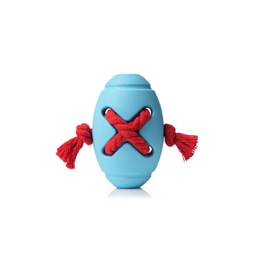 Spielzeug für den Hund, Interaktives Rugbyball aus Gummi, Hund Futterball mit Beißseil für Langsame Fütterung, Zwei Farben