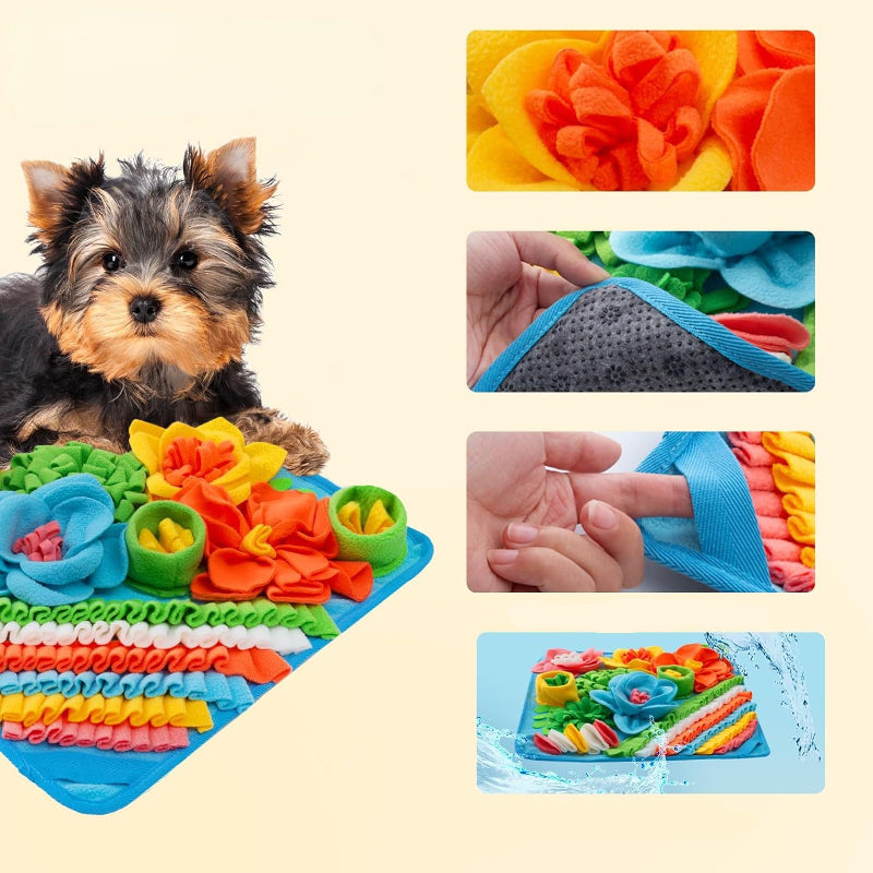 Hunde Intelligenzspielzeug, Vielfältiges Schnüffelmatte für Hunde mit bunten BlütenThema, Faltbare Aufbewahrung, Zwei Farben