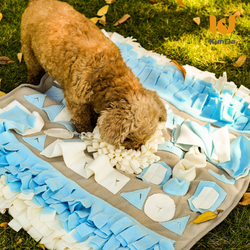 Hunde Intelligenzspielzeug, Schnüffelmatte, Interaktives Hundespielzeug zur Stressbewältigung, Rutschfest, blau & weiß