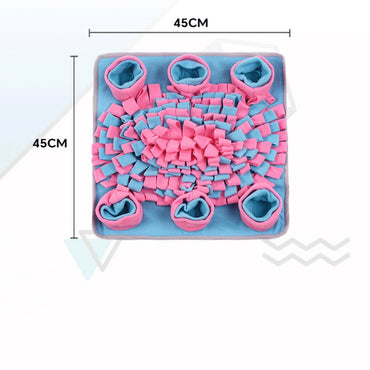 Hunde Intelligenzspielzeug, puderblau Quadrat Schnüffelmatte mit Sechs Hundefutter kleine Gruben, zarten Pastellfarben