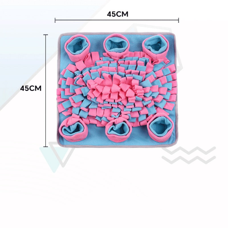 Hunde Intelligenzspielzeug, puderblau Quadrat Schnüffelmatte mit Sechs Hundefutter kleine Gruben, zarten Pastellfarben