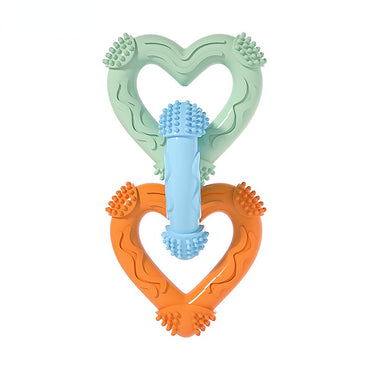 Unzerstörbares Hundespielzeug, Trp Dreiring Herzform Kauspielzeug für Verspielte Hunde, Selbstunterhaltung, Vier Farben