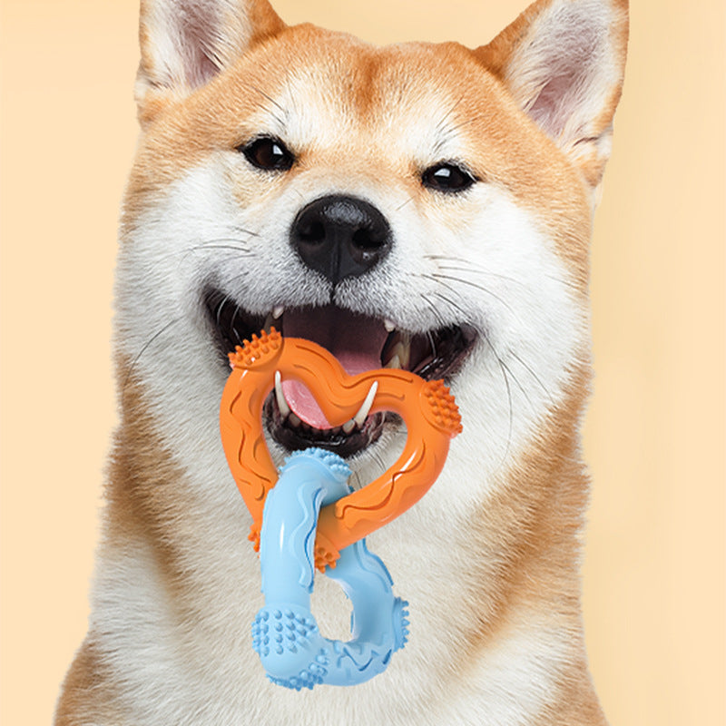 Unzerstörbares Hundespielzeug, Trp Dreiring Herzform Kauspielzeug für Verspielte Hunde, Selbstunterhaltung, Vier Farben