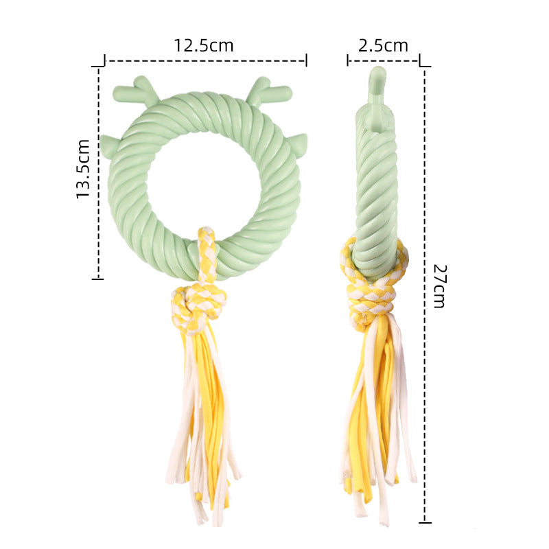 Hundespielzeug Unkaputtbar, Kauspielzeug für Hunde in Hirschgeweih KreisForm mit Baumwollseil, Drei Farben für alle Hunde