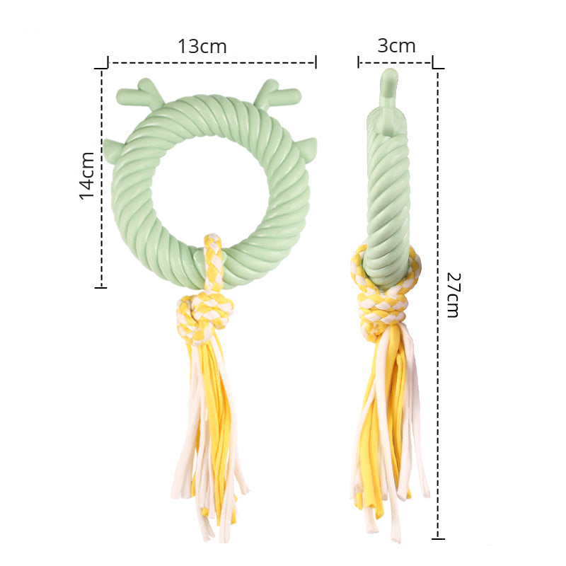 Hundespielzeug Unkaputtbar, Kauspielzeug für Hunde in Hirschgeweih KreisForm mit Baumwollseil, Drei Farben für alle Hunde