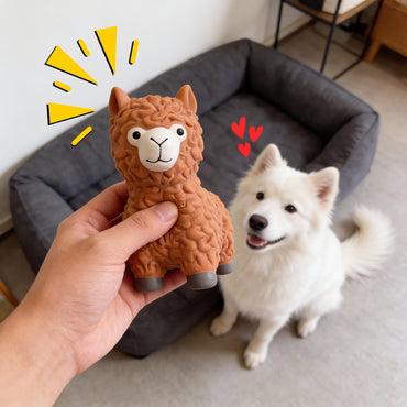 Hund Spielzeug, Alpakaform Spielzeug für Hunde aus Latex, interaktives Kauspielzeug Hund mit Quietscher in Drei Farben