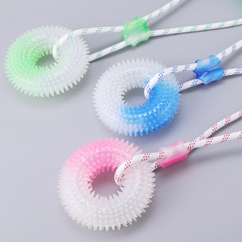 Hundespielzeug Unkaputtbar, Handseil Weicher Dornenring aus Gummi, für Interaktives Tauziehen-Spiel mit Hund, Drei Farben