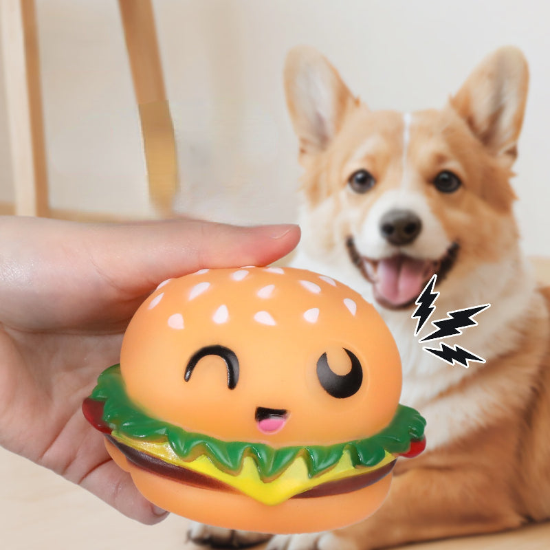 Hundespielzeug, Cartoon Burger, lustiges Hundespielzeug Quietschen, weich & langlebig, 3er Set für kleine und große Hunde