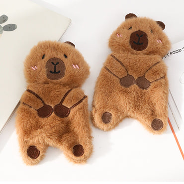 Kuscheltier für den Hund, Hochwertiger Plüsch-Braunbär mit Quietscher & Krinklepapier für interaktiven Spielspaß, 2er Set