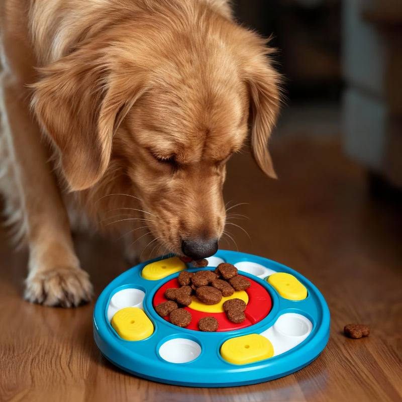 Hunde Intelligenzspielzeug, Langsame Fütterungsroulette mit 8 Futterlöchern, für Energieverbrauch, Drei Farben