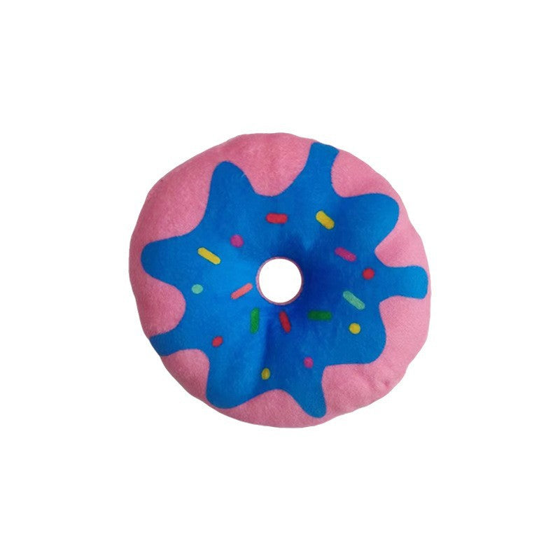 Kuscheltier für den Hund, Druck donut mit BiBi-Geräusch, Kauspielzeug für Hunde, 4 Farben wählbar (1 Stück)