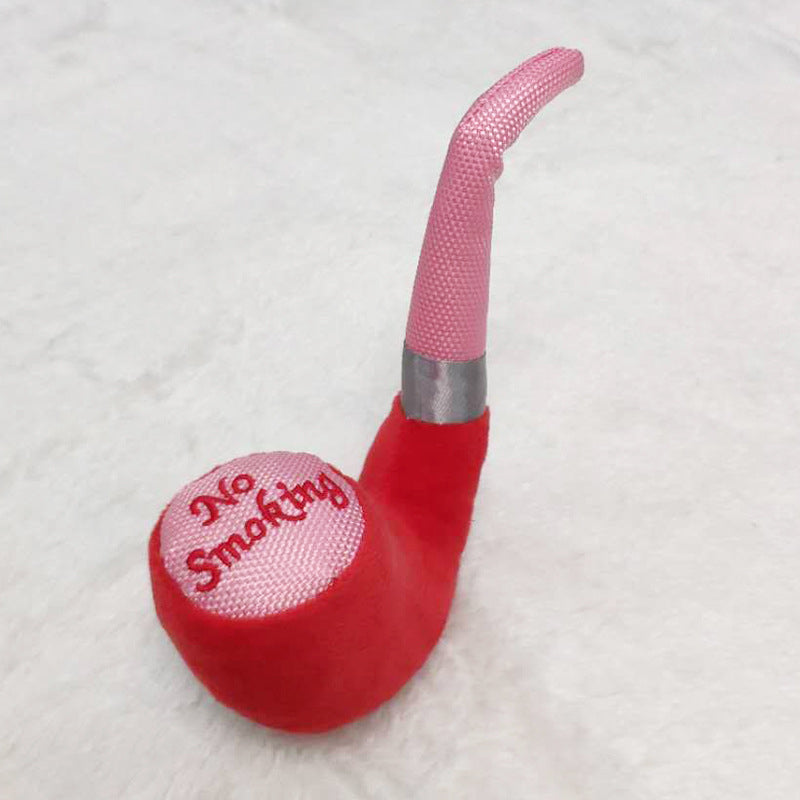 Kuscheltier für den Hund, Plüschtier in Pfeifenform mit Quietsche, Hundespielzeug in Drei Farben für Interaktive Spiele