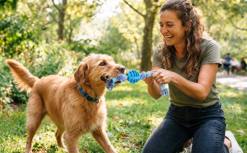 Zerrspielzeug für Hunde Naturkautschuk & Baumwolle - PAWSOMETIME