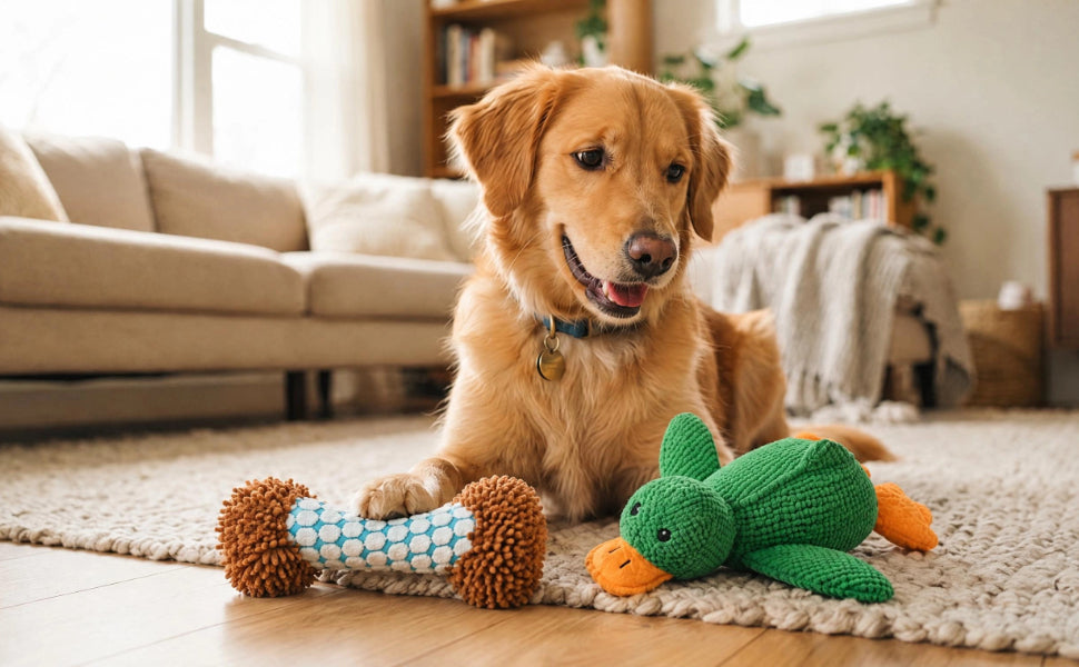 Kuscheltier mit Quietscher oder Knisterfolie Der große Feature-Check für Hundespielzeuge - PAWSOMETIME