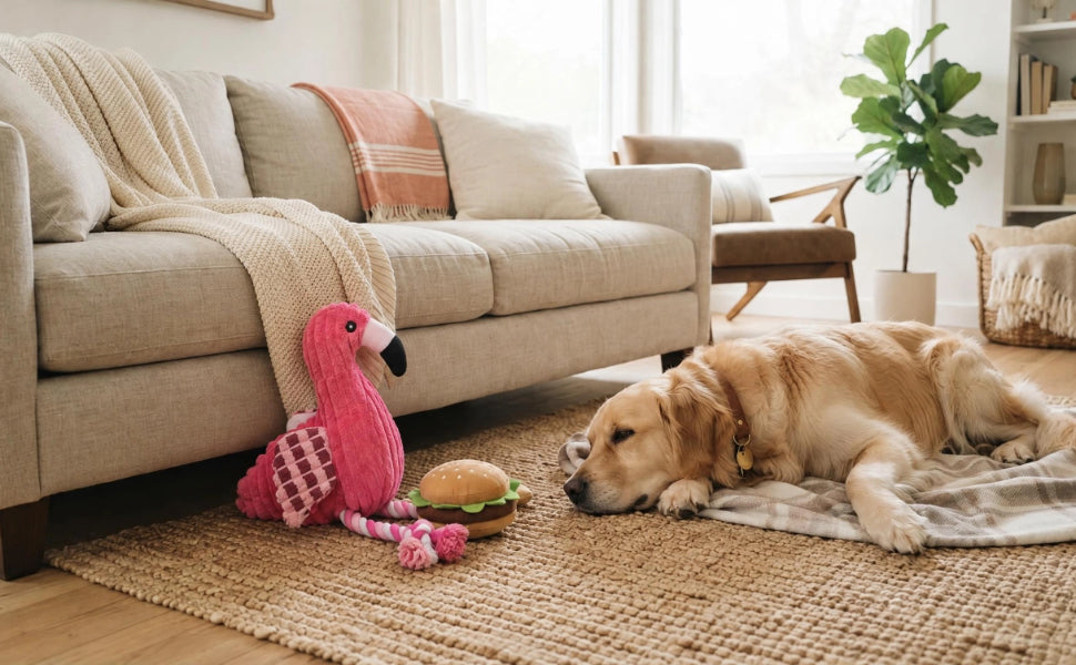 Hundespielzeug das ins Wohnzimmer passt Design-Quietscher für stilbewusste Halter - PAWSOMETIME