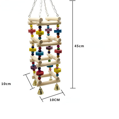 Wellensittich Spielzeug, hölzerne Regenbogen-Hängebrücke mit Glocken, Bunte Kletterspielzeug Zwei Stile für Spaß & Bewegung