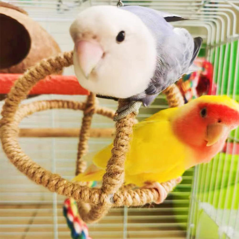 Spielzeug für Wellensittiche, Linglong Ball Aufhängering Kauspielzeug, Groß, mittel und klein, aus Hanfseil mit Glocke