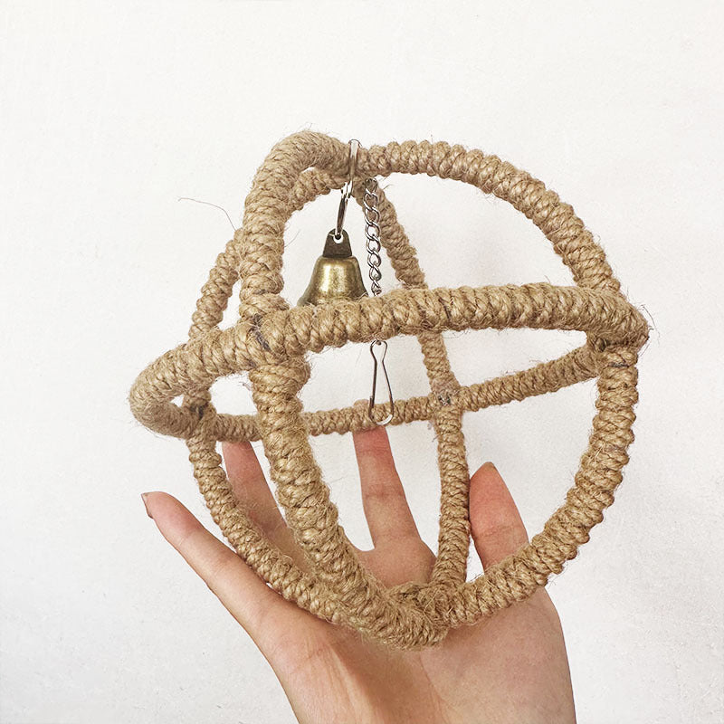 Spielzeug für Wellensittiche, Linglong Ball Aufhängering Kauspielzeug, Groß, mittel und klein, aus Hanfseil mit Glocke