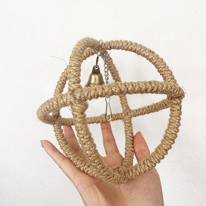 Spielzeug für Wellensittiche, Linglong Ball Aufhängering Kauspielzeug, Groß, mittel und klein, aus Hanfseil mit Glocke