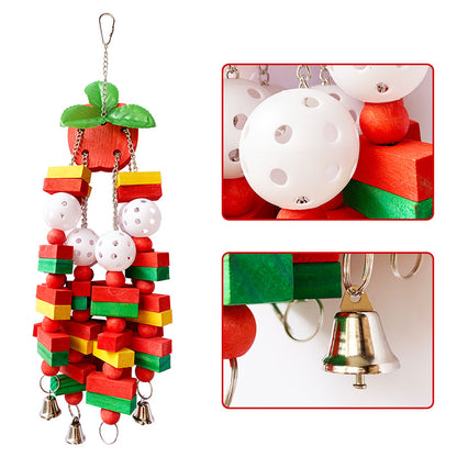 Spielzeug Wellensittich, Apfel Holzspielzeug Schaukel mit Farbigen Holzperlen, Geeignet für Papageien unterschiedlicher Größe