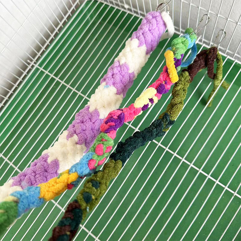 Vogel Spielzeug für Papageien, 50cm Bunte Plüsch Kletterseile, Hängendes Spielzeug für Vögel, Stehplatz für aktive Tiere