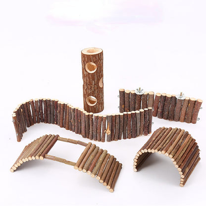 Hamster Spielzeug aus Holz, Bogenbrücke Baumloch Hamsterkäfige, Kreatives & sicheres Möbeldekoration Spielzeug für Nager