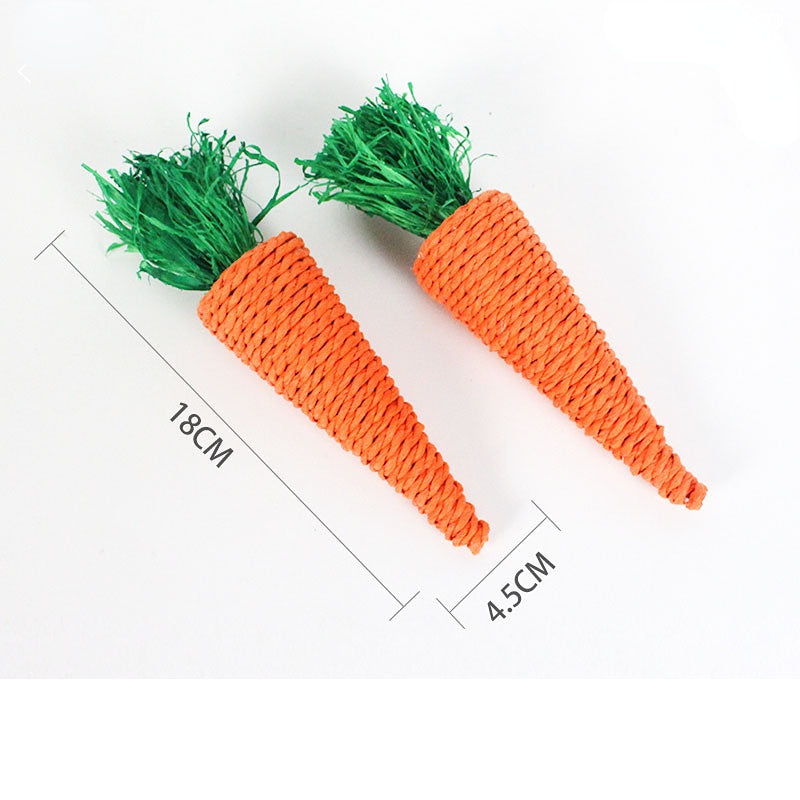 Kaninchen Spielzeug, Handgemachte Karotten aus Papierseil & Strohseil für Verschiedene Größen, Glückliche Spielen (2 Stücke)