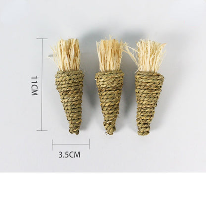 Kaninchen Spielzeug, Handgemachte Karotten aus Papierseil & Strohseil für Verschiedene Größen, Glückliche Spielen (2 Stücke)