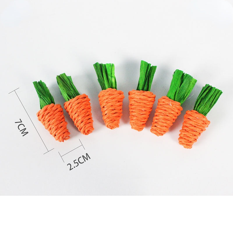 Kaninchen Spielzeug, Handgemachte Karotten aus Papierseil & Strohseil für Verschiedene Größen, Glückliche Spielen (2 Stücke)