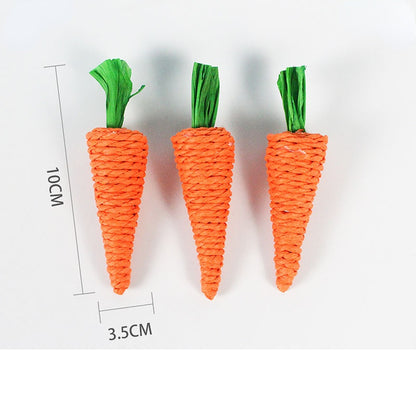 Kaninchen Spielzeug, Handgemachte Karotten aus Papierseil & Strohseil für Verschiedene Größen, Glückliche Spielen (2 Stücke)