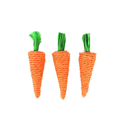 Kaninchen Spielzeug, Handgemachte Karotten aus Papierseil & Strohseil für Verschiedene Größen, Glückliche Spielen (2 Stücke)