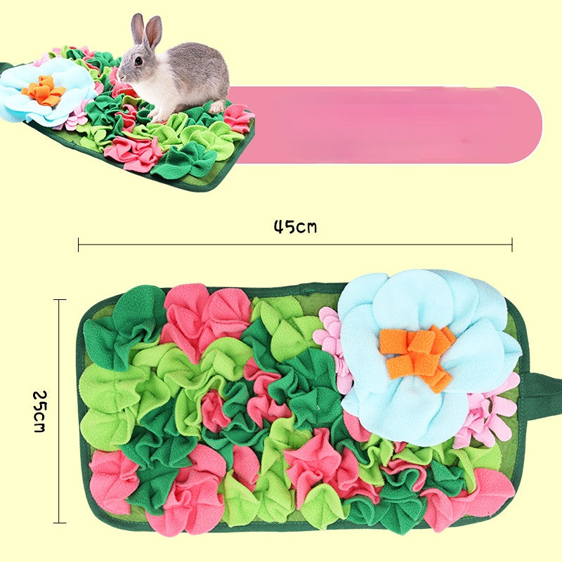 Kaninchen Spielzeug, Quadratischem Garten Schnüffelmatte, 25×45 cm, grau & Farblig, Förderung des Fressspaßes für Kleintiere