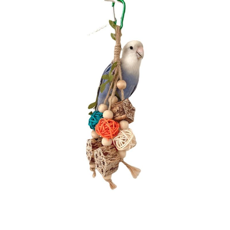 Wellensittich Spielzeug für Unterhaltung, Hochwertige Holzspielzeuge für Wellensittiche, 27cm, Vögel schärfen ihren Schnabel
