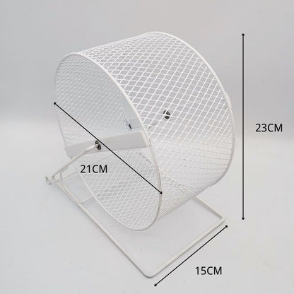 Hamsterrad für kleine Nager, Geräuschloses Laufrad, Metall Design für Hamster und Meerschweinchen, in Weiß, Drei Größen verfügbar