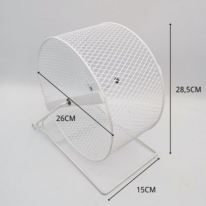 Hamsterrad für kleine Nager, Geräuschloses Laufrad, Metall Design für Hamster und Meerschweinchen, in Weiß, Drei Größen verfügbar