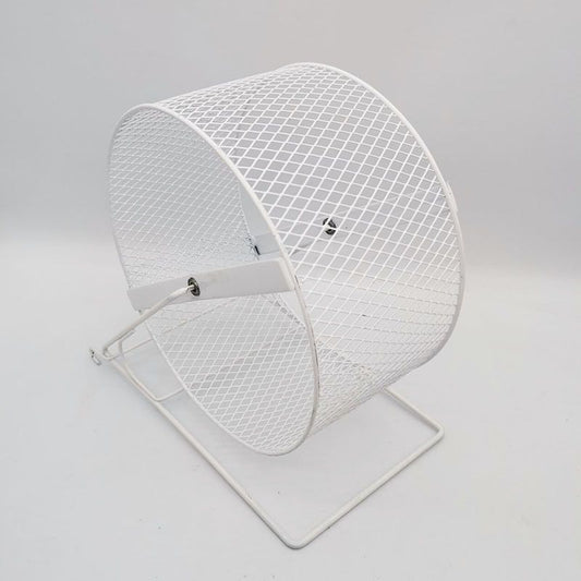 Hamsterrad für kleine Nager, Geräuschloses Laufrad, Metall Design für Hamster und Meerschweinchen, in Weiß, Drei Größen verfügbar