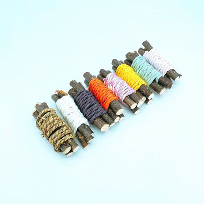 Kaninchen Spielzeug, Naturmaterialien, 6stücke Set mit Gras- und Papierfaser, für kleine Kaninchen und Nager, Farbe zufällig