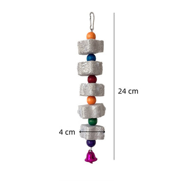 Spielzeug Meerschweinchenn, Schleifstein-Saitenseil, Mineralstein & Holzblock, Kauspielzeug mit Glöckchen, Zahnpflege für Nager