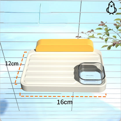 Wellensittich Spielzeug, weißer Aufhängeplattform, Hochwertiges Vogelspielzeug mit Transparente Futterbox, Leicht zu reinigen